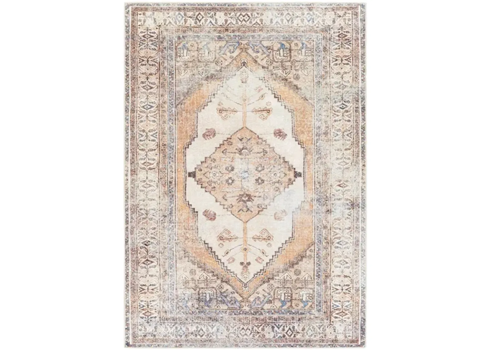 Amelie Area Rug in Camel, Wheat, Ivory, Dark Brown, Saffron, Burnt Orange, Medium Gray, Sky Blue by Surya