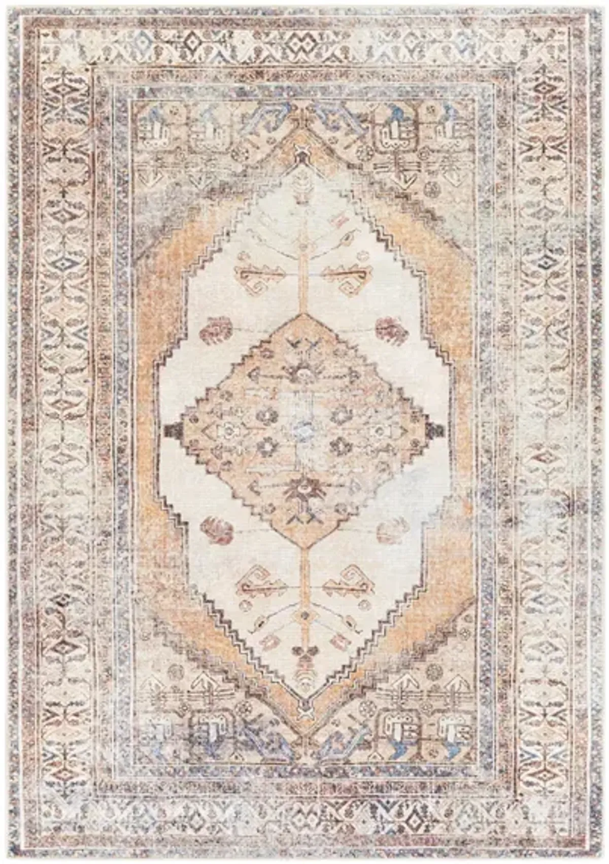 Amelie Area Rug in Camel, Wheat, Ivory, Dark Brown, Saffron, Burnt Orange, Medium Gray, Sky Blue by Surya