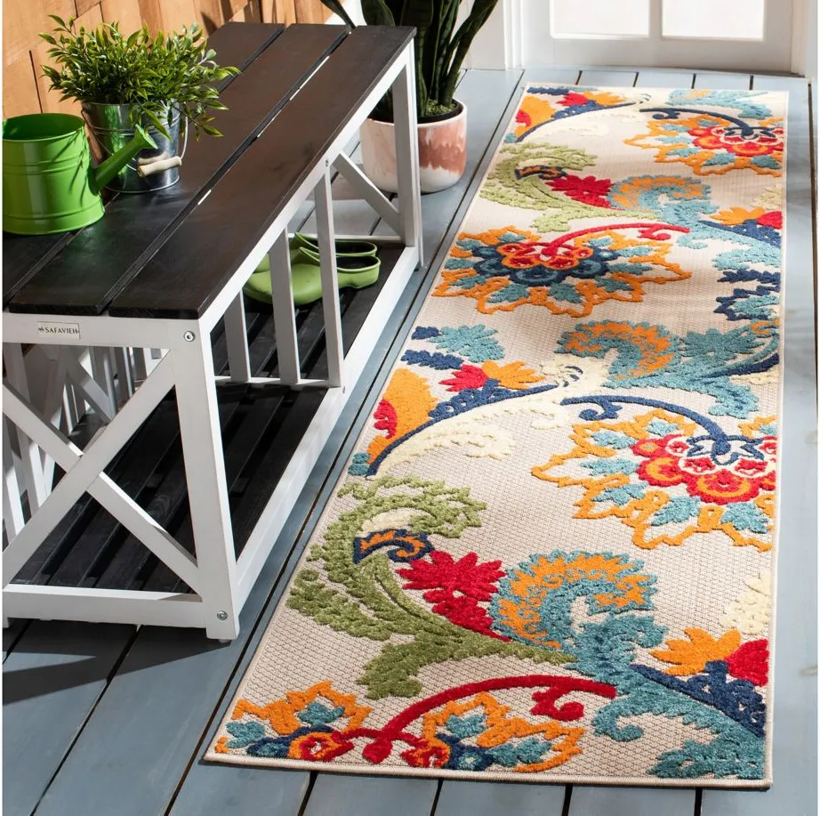 Cabana Runner Rug in Ivory & Blue by Safavieh