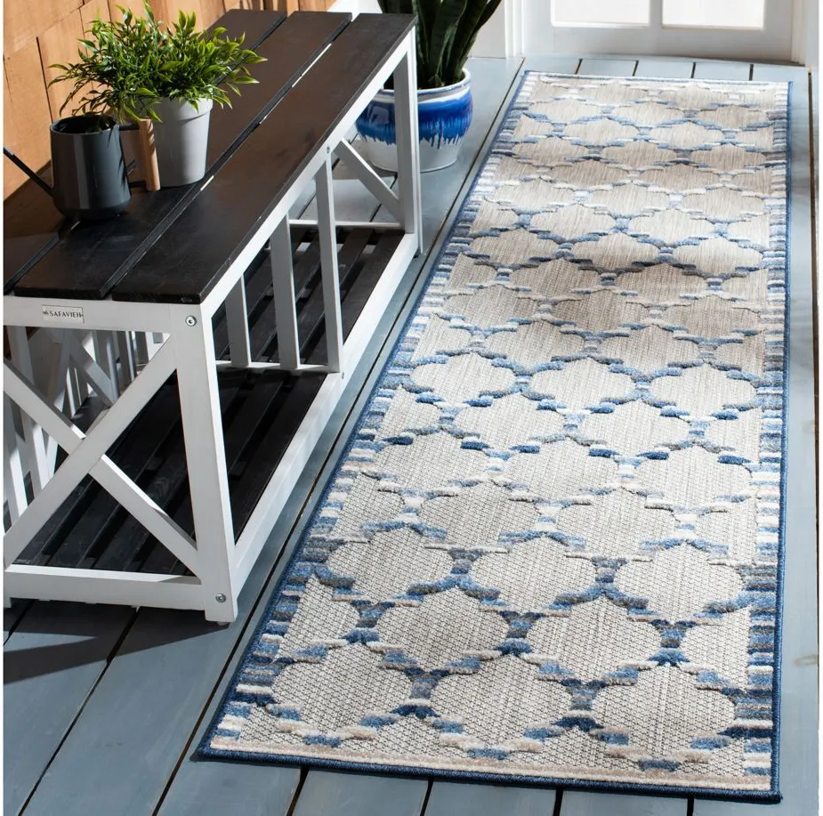 Cabana Runner Rug in Gray & Blue by Safavieh