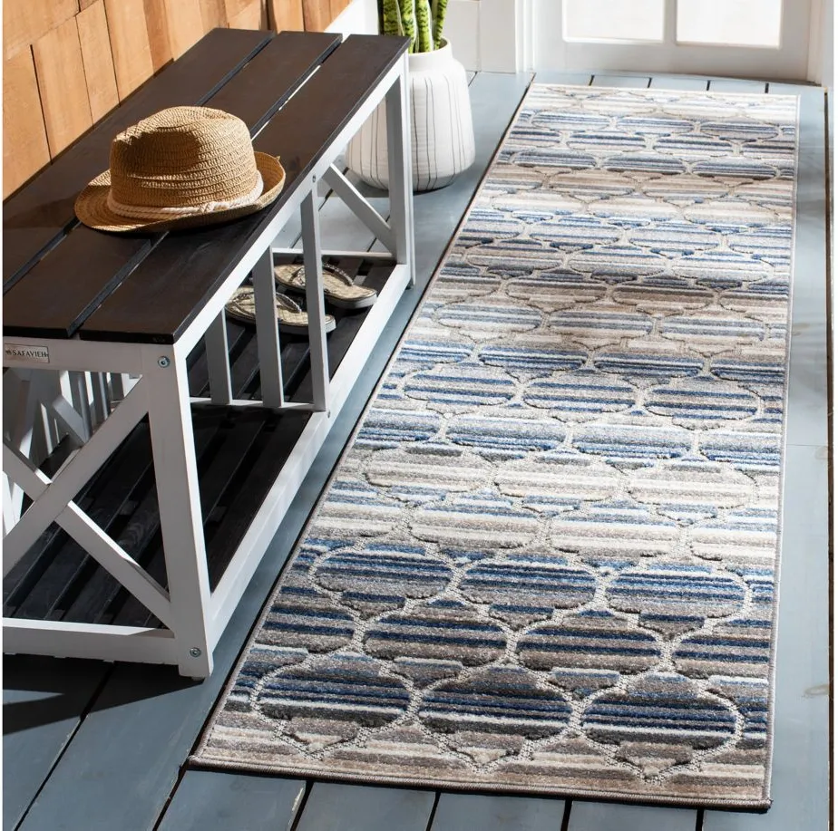 Cabana Runner Rug in Blue & Gray by Safavieh