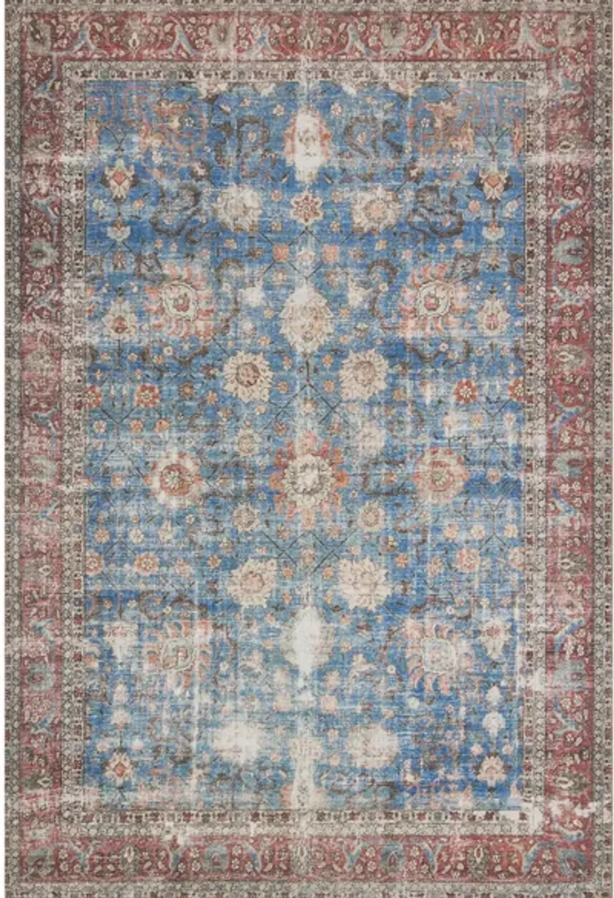 Loren Runner Rug in Blue/Brick by Loloi Rugs