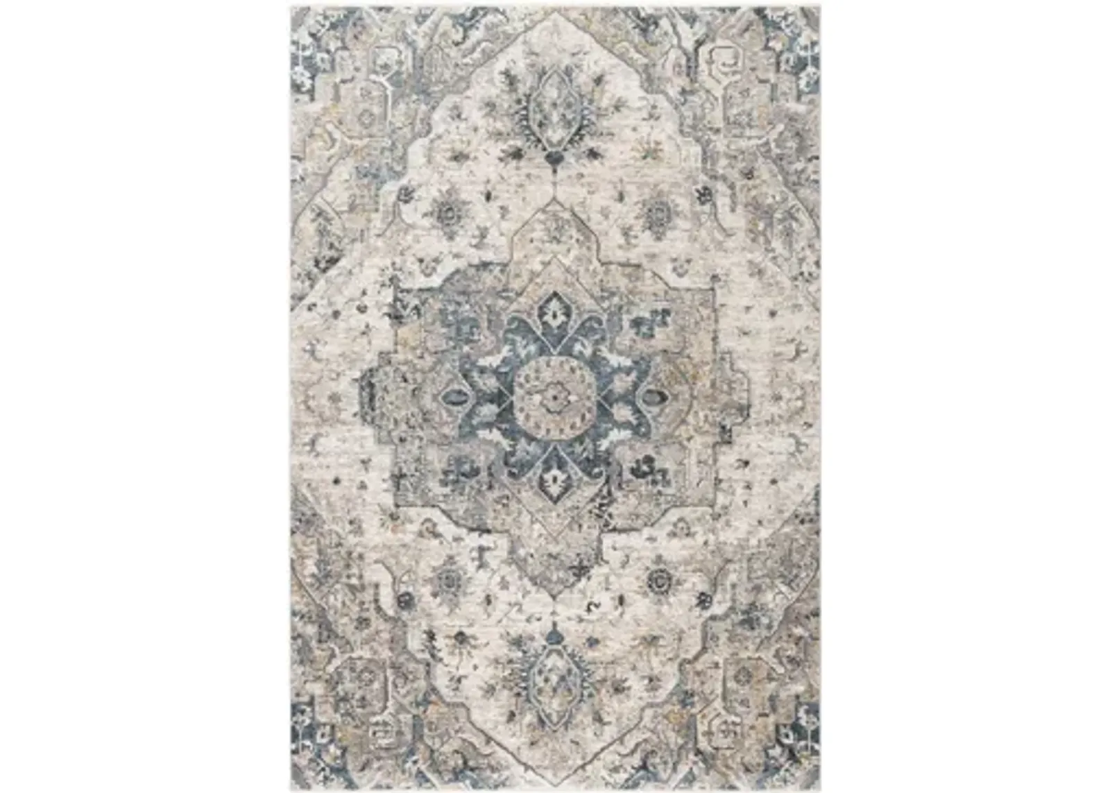 Caerdyf Shotton Area Rug in Teal, Ivory, Gray, Camel by Surya