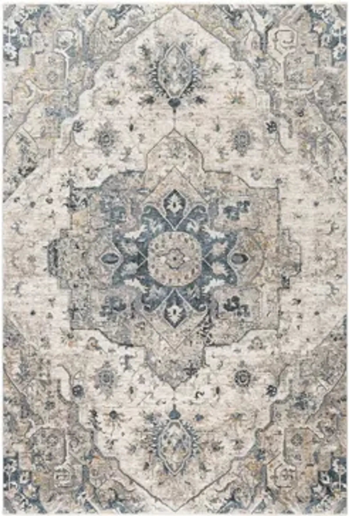 Caerdyf Shotton Area Rug in Teal, Ivory, Gray, Camel by Surya