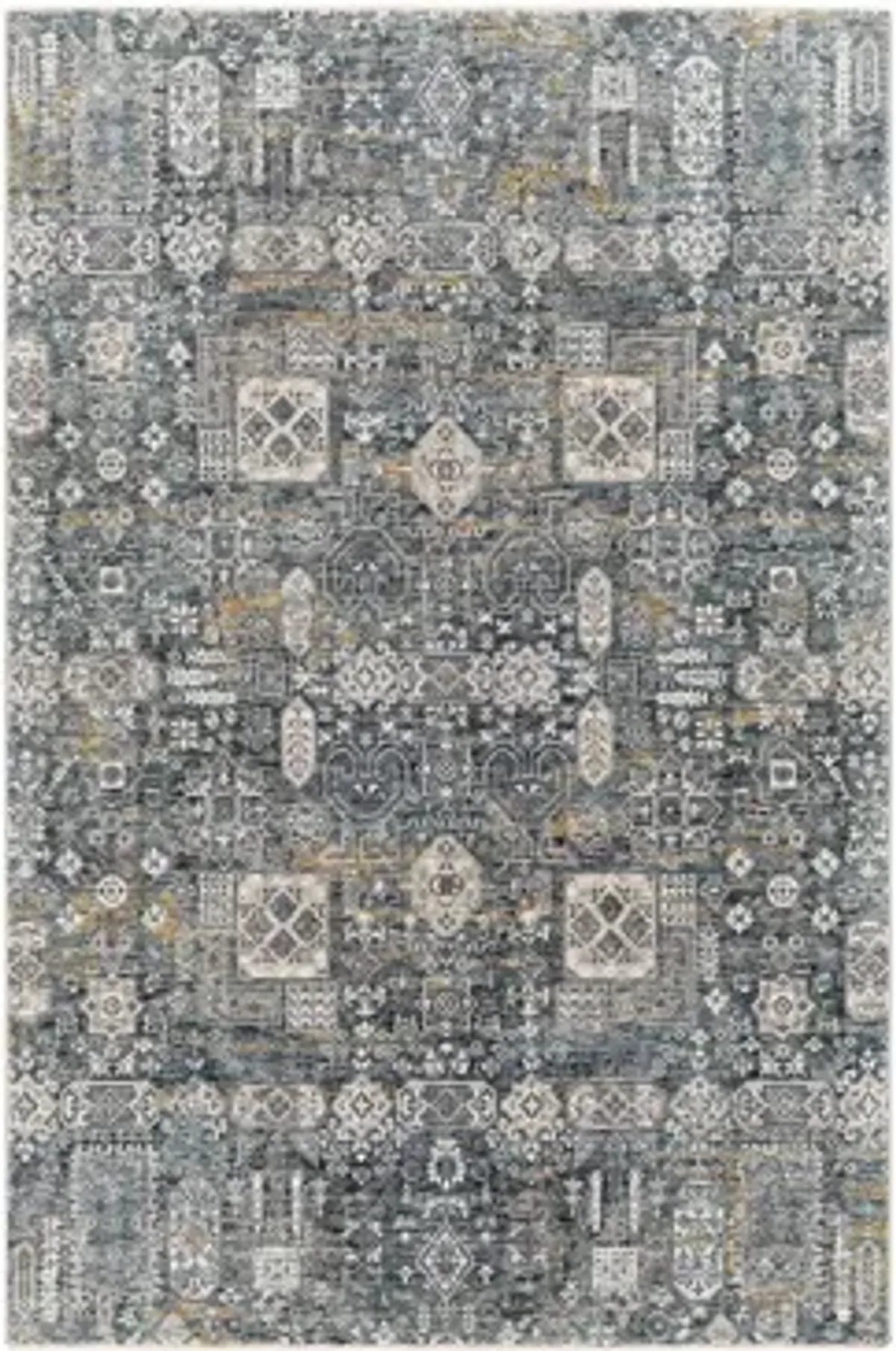 Caerdyf Tywyn Area Rug in Teal, Gray, Ivory, Charcoal by Surya