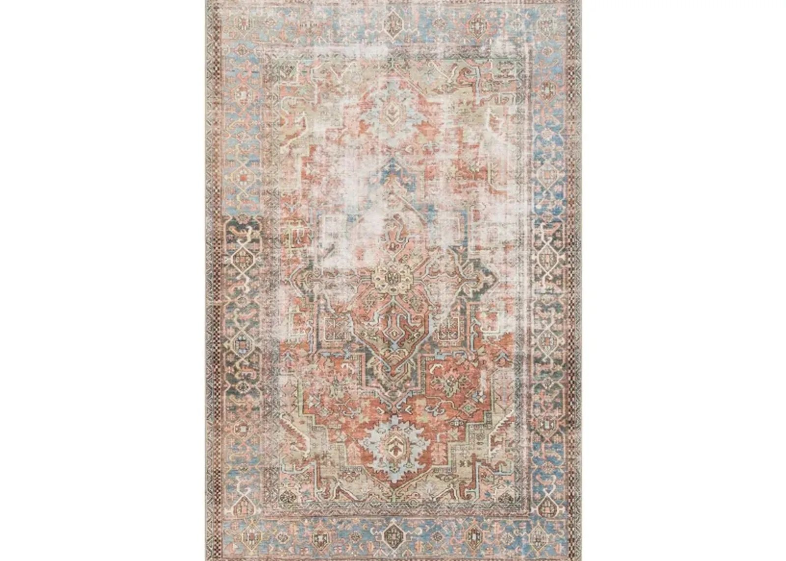 Loren Runner Rug in Terracotta/Sky by Loloi Rugs