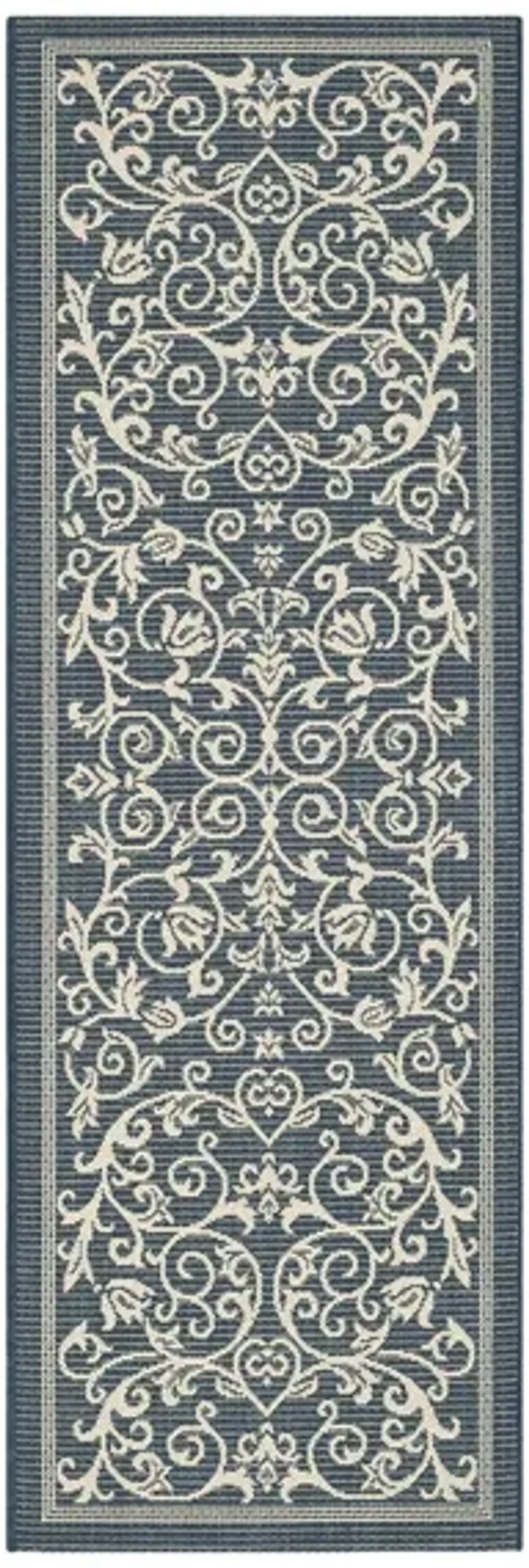 Courtyard Runner Rug in Navy & Beige by Safavieh