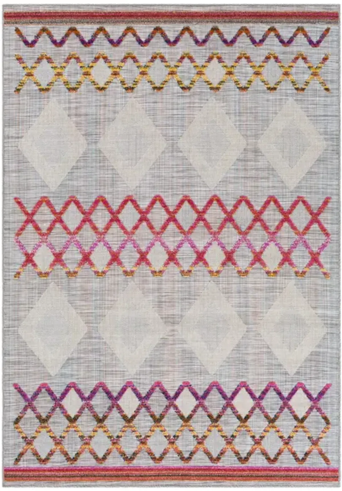 Murcia Granada Indoor/Outdoor Area Rug in Fuchsia, Navy, Burnt Orange, Yellow, Cream, Light Beige, Taupe by Surya