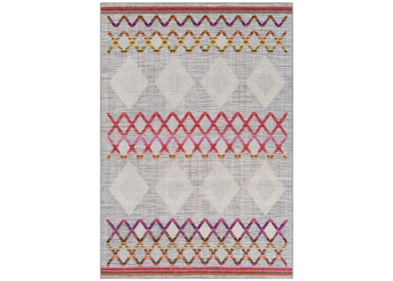 Murcia Granada Indoor/Outdoor Area Rug in Fuchsia, Navy, Burnt Orange, Yellow, Cream, Light Beige, Taupe by Surya