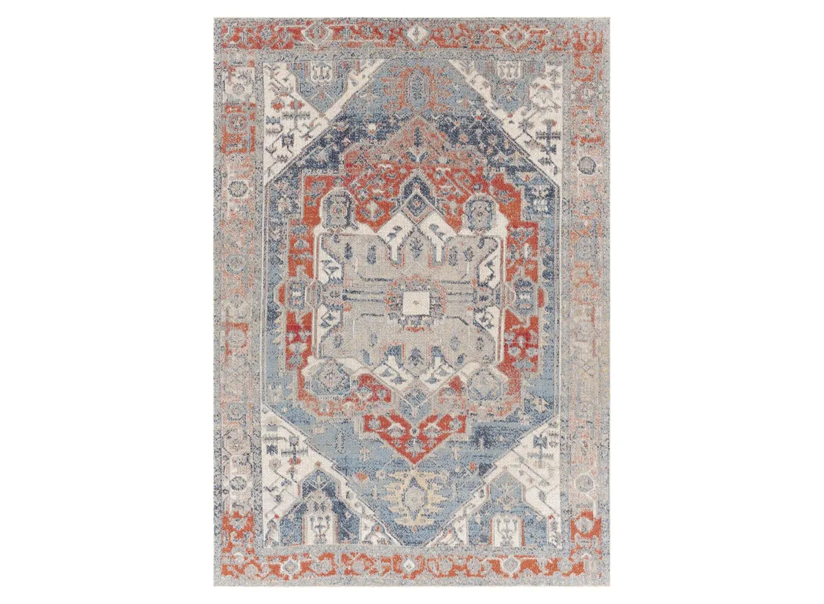 Huntington Beach Romani Indoor/Outdoor Area Rug in Aqua, Dark Blue, Red, Gray, Light Gray, Charcoal, Saffron, Oatmeal, Cream by Surya