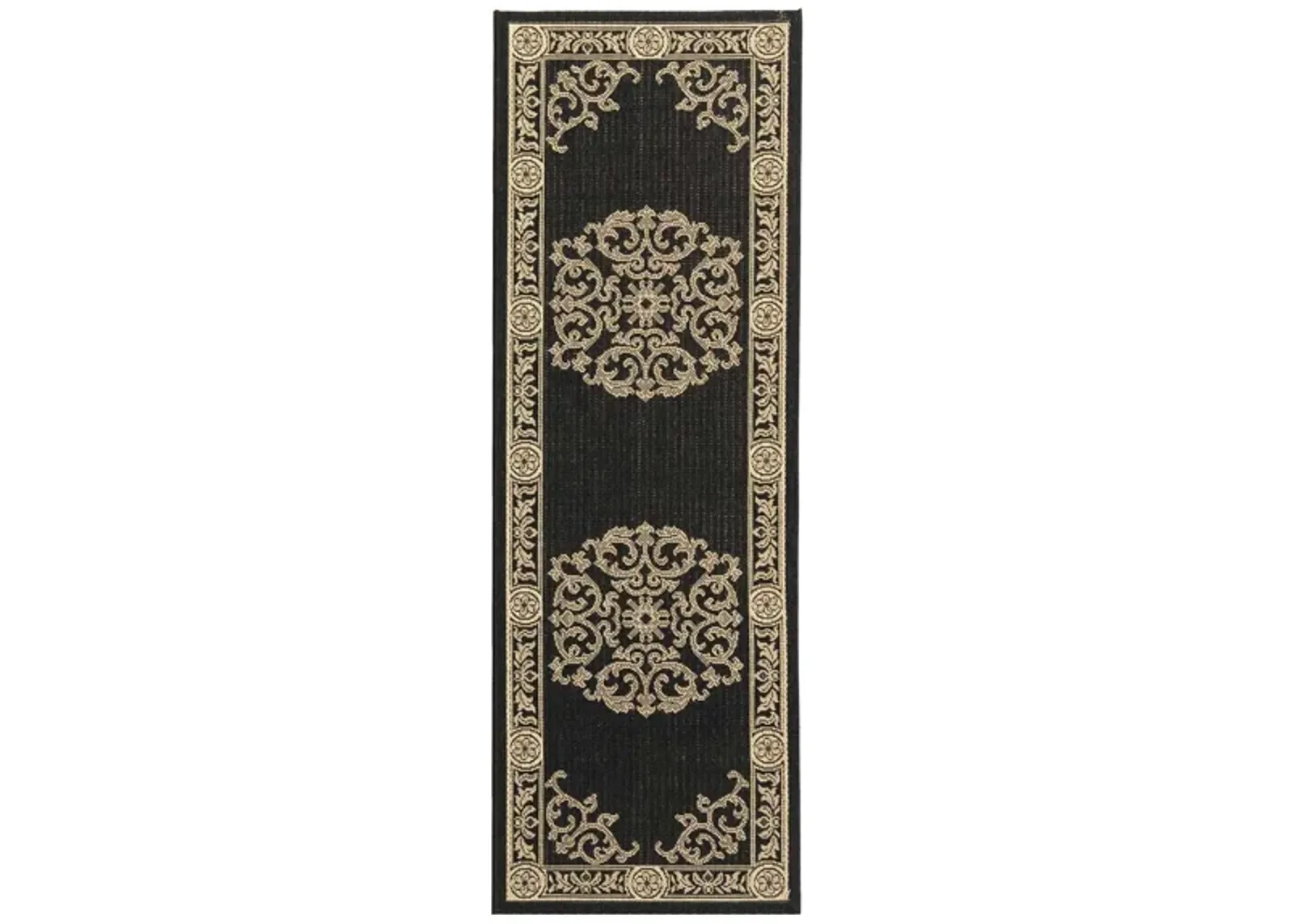 Courtyard Runner Rug in Black & Sand by Safavieh