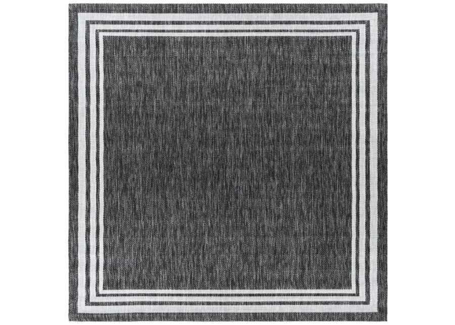 Eagean Bordered Indoor/Outdoor Area Rug in Charcoal, Cream by Surya