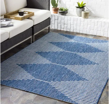 Eagean Area Rug in Bright Blue, Navy, Pale Blue, White by Surya
