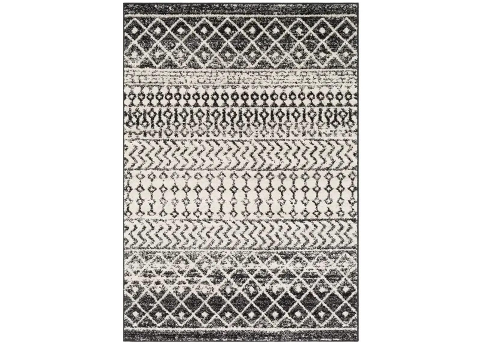 Elaziz Area Rug in Black, Light Gray, Medium Gray, White by Surya