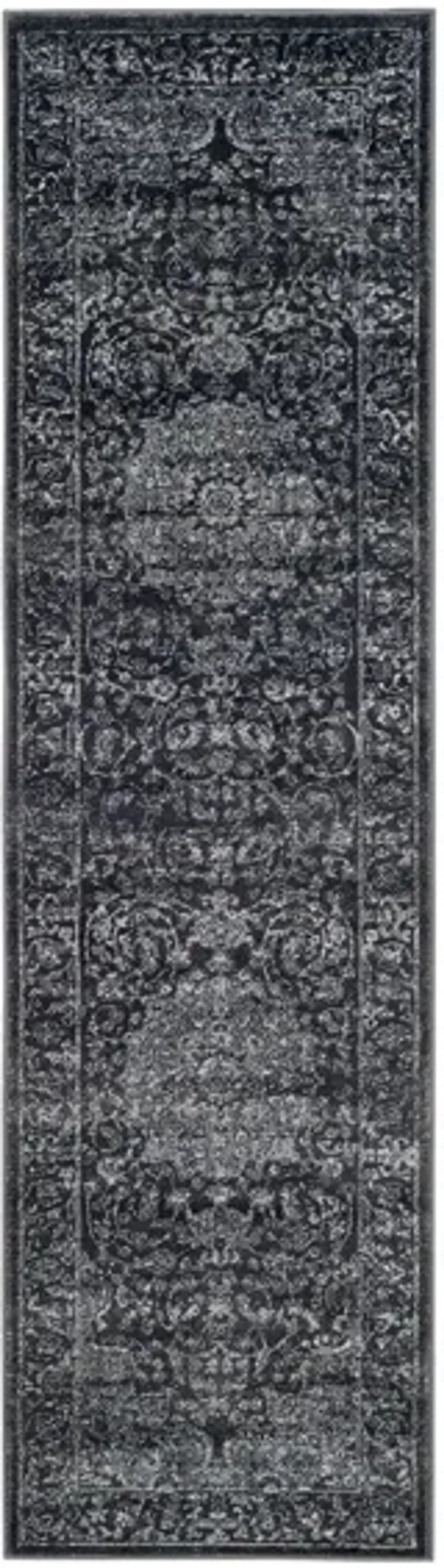 Carnegie Runner Rug in Dark Gray / Cream by Safavieh