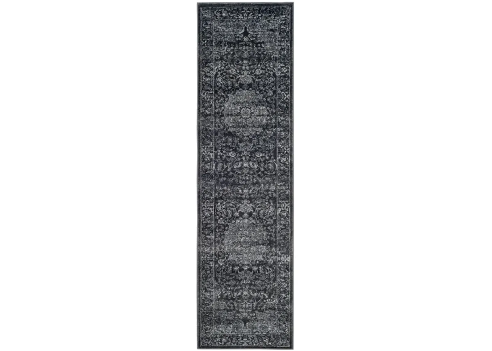 Carnegie Runner Rug in Dark Gray / Cream by Safavieh