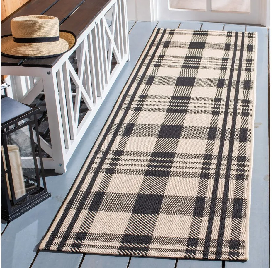 Courtyard Runner Rug in Black & Bone by Safavieh