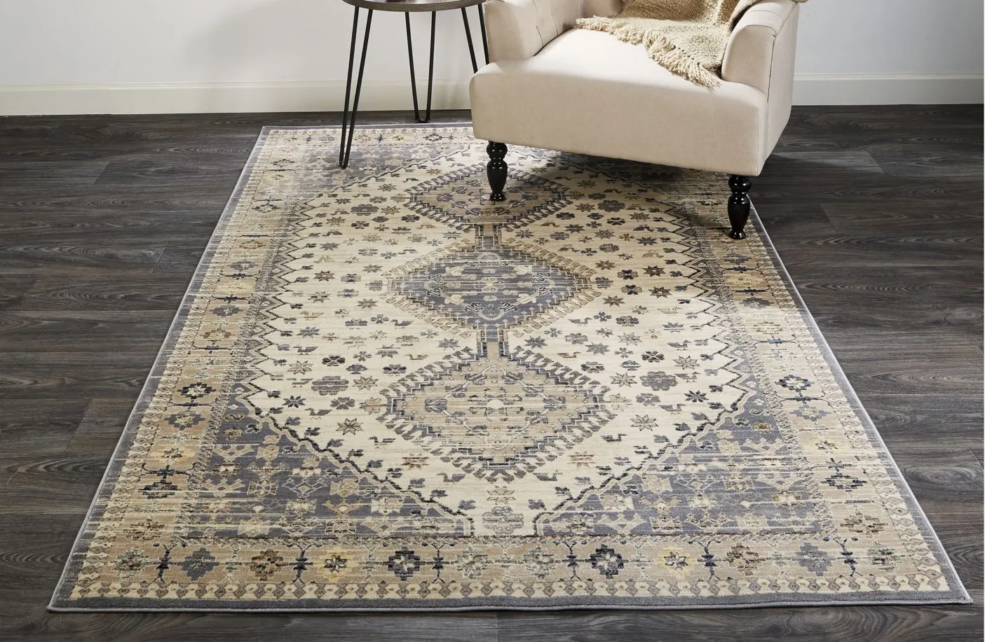 Grayson Gebbah Style Kilim Area Rug in Charcoal Gray by Feizy
