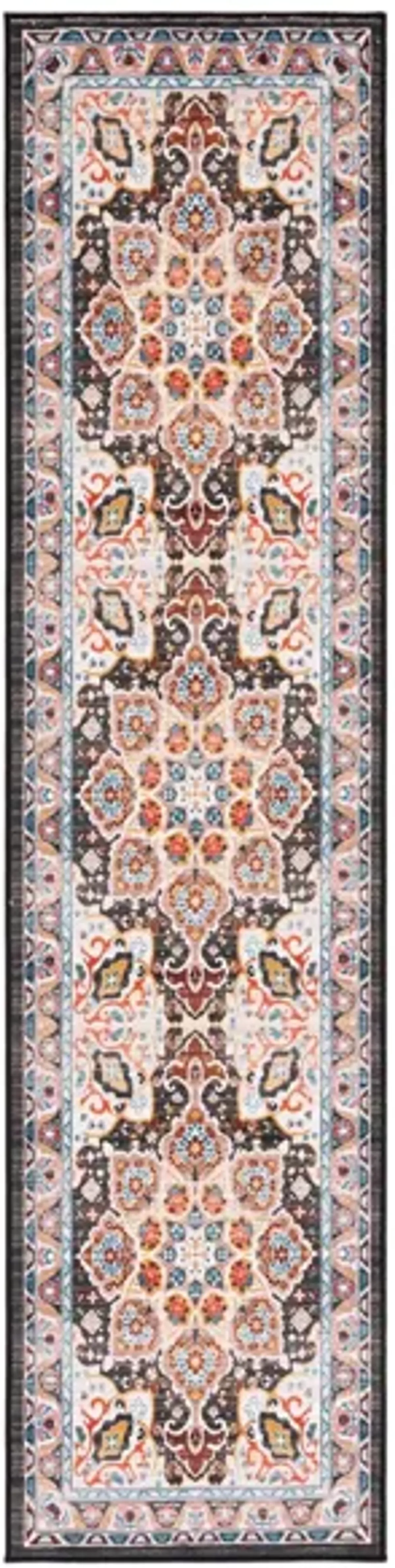 Rella Runner Rug in Beige/Charcoal by Safavieh