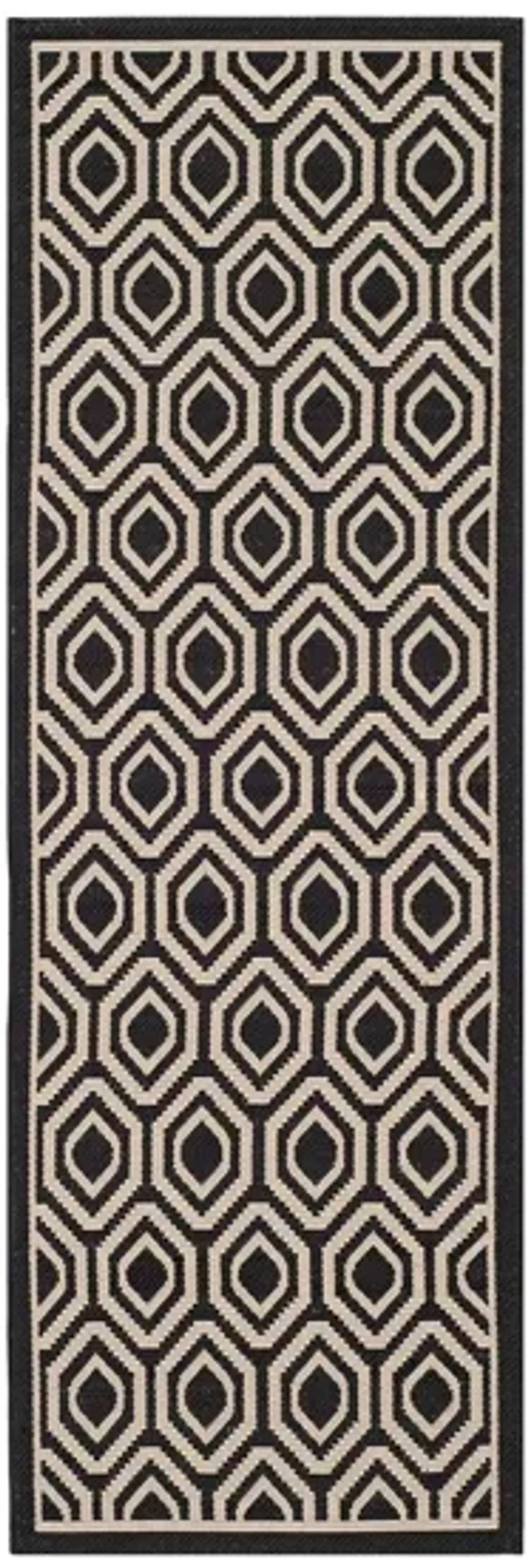 Courtyard Runner Rug in Black & Beige by Safavieh