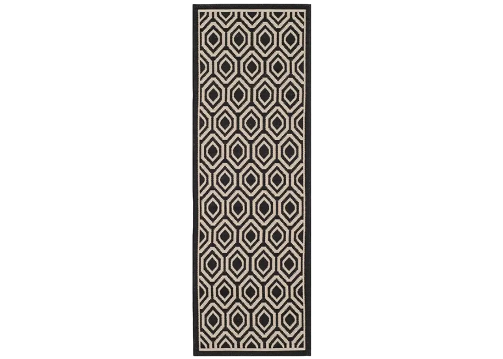 Courtyard Runner Rug in Black & Beige by Safavieh