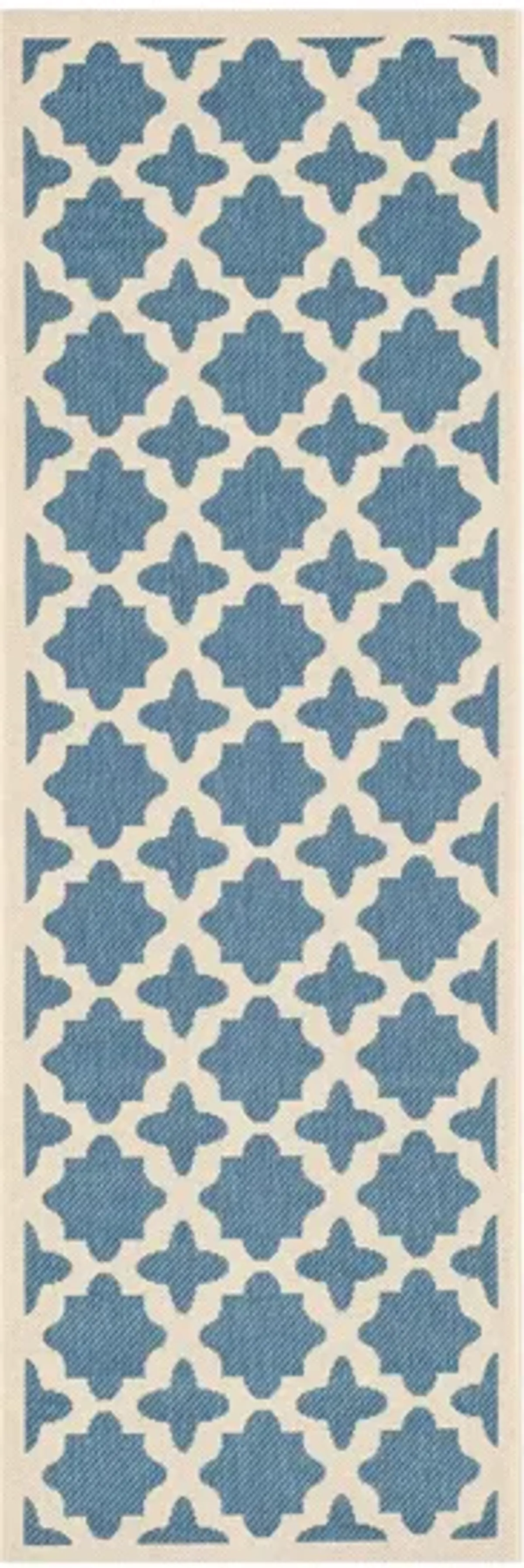 Courtyard Tile Indoor/Outdoor Runner Rug in Blue & Beige by Safavieh