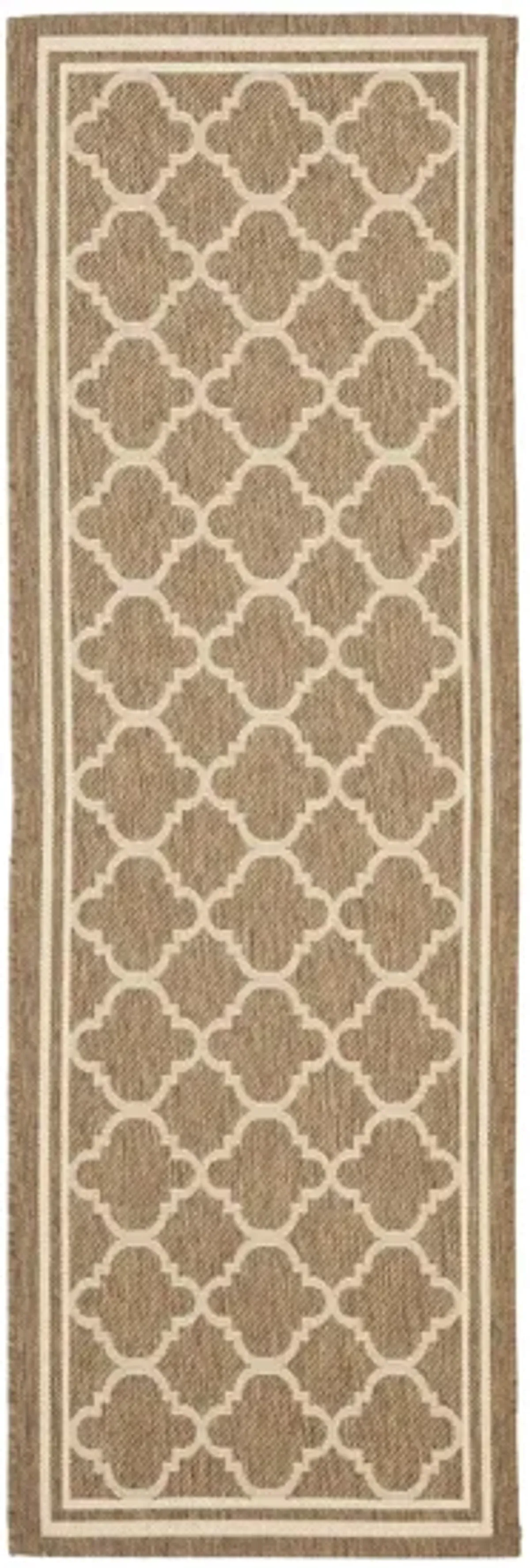 Courtyard Pathway Indoor/Outdoor Runner Rug in Brown & Bone by Safavieh