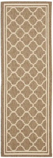 Courtyard Pathway Indoor/Outdoor Runner Rug in Brown & Bone by Safavieh