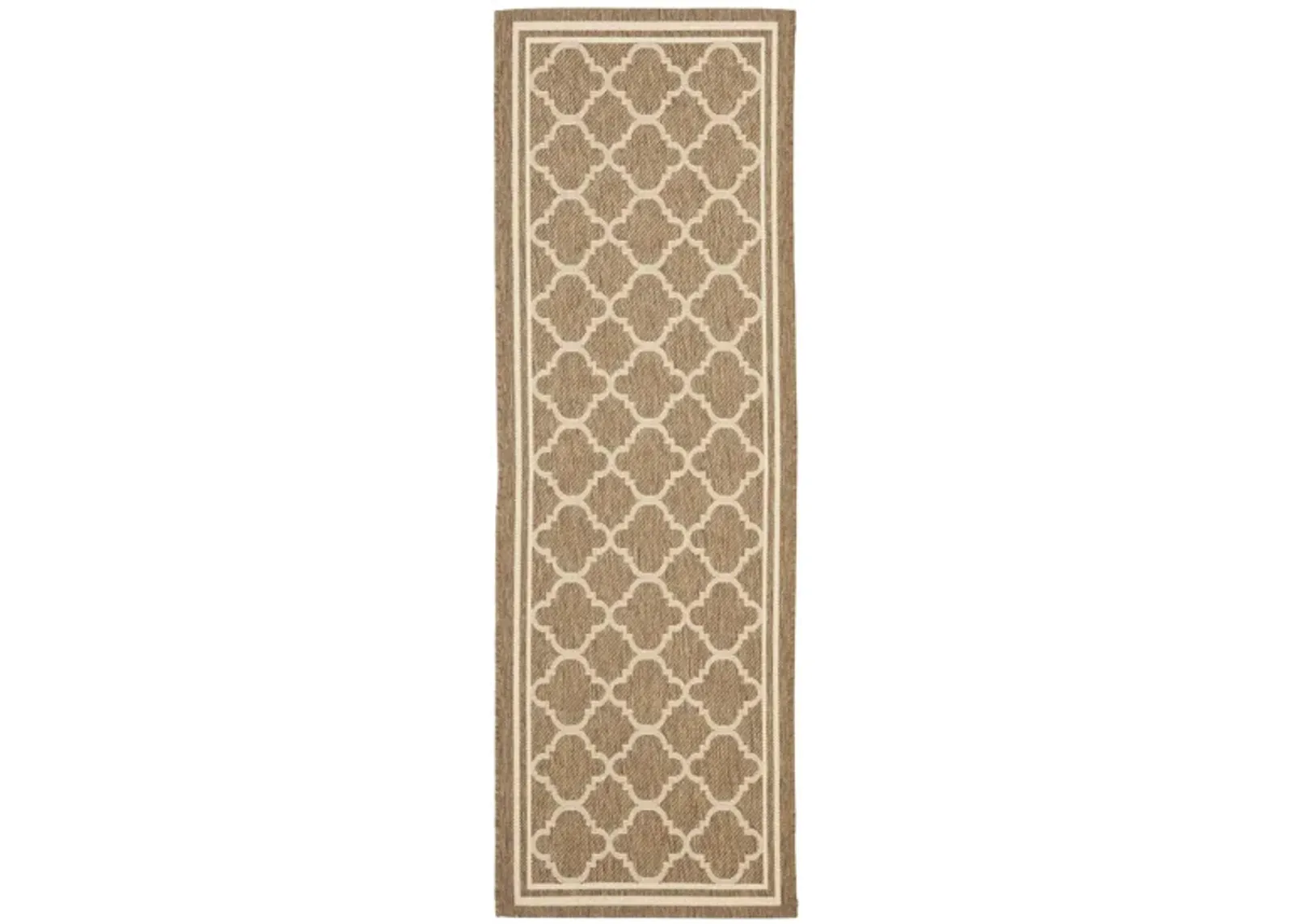 Courtyard Pathway Indoor/Outdoor Runner Rug in Brown & Bone by Safavieh