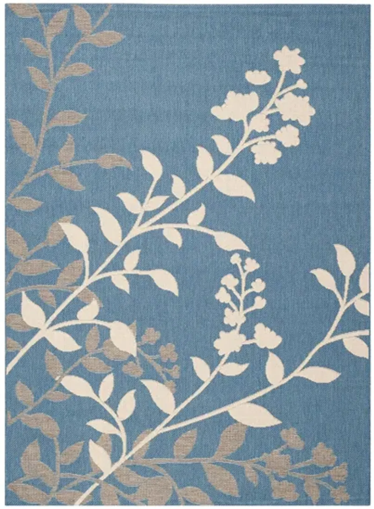 Courtyard Floral Indoor/Outdoor Area Rug in Blue & Beige by Safavieh