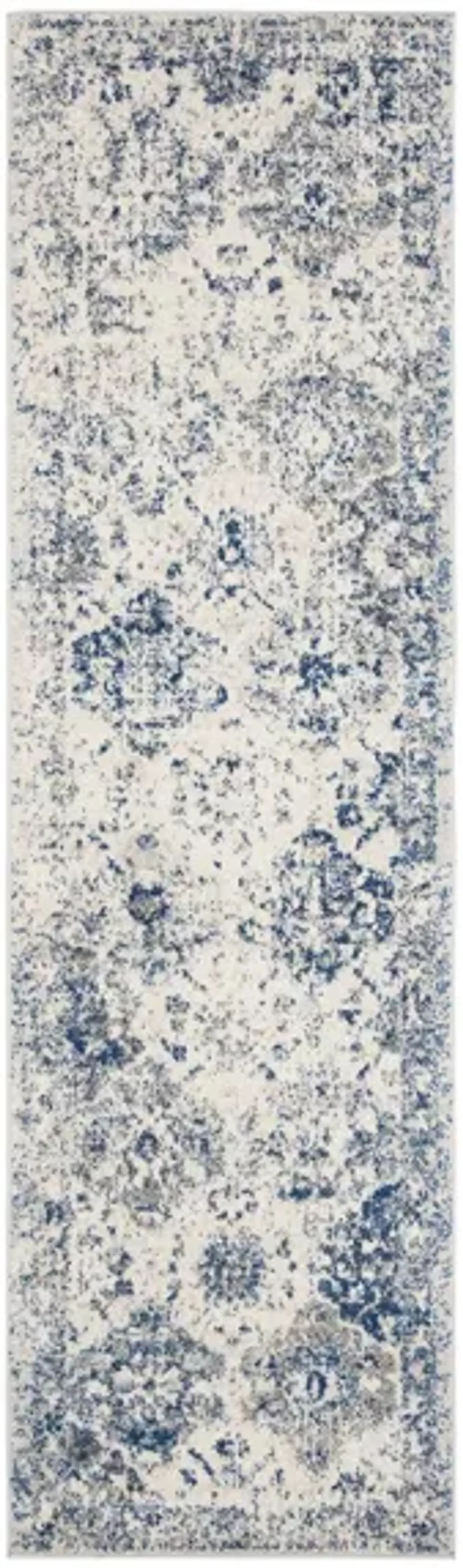 Madison Runner Rug in White/Royal Blue by Safavieh