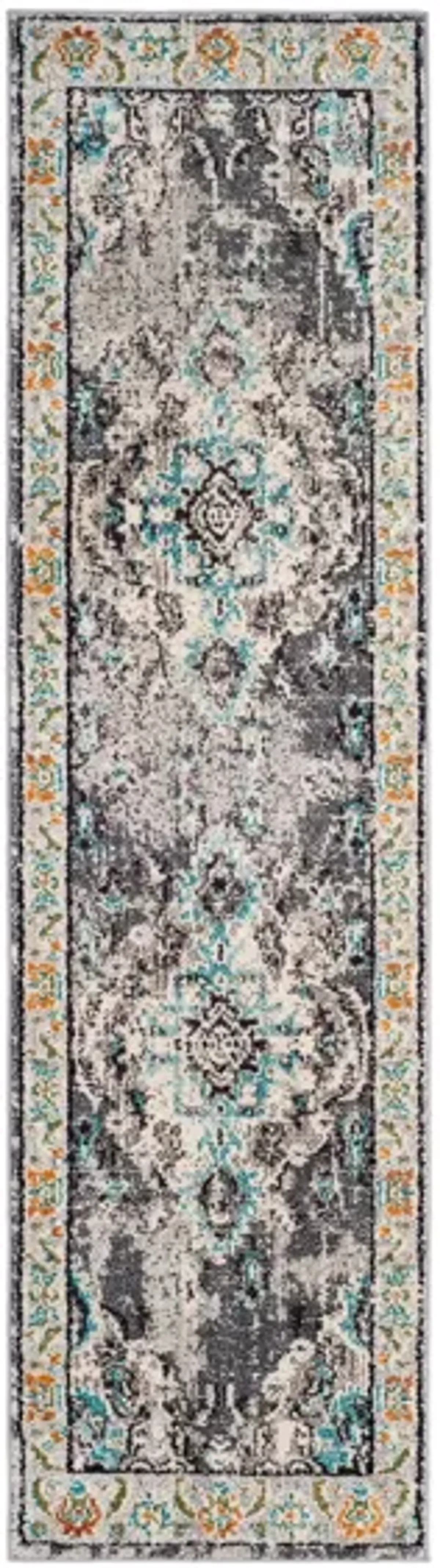 Monaco Runner Rug in Grey/Light Blue by Safavieh