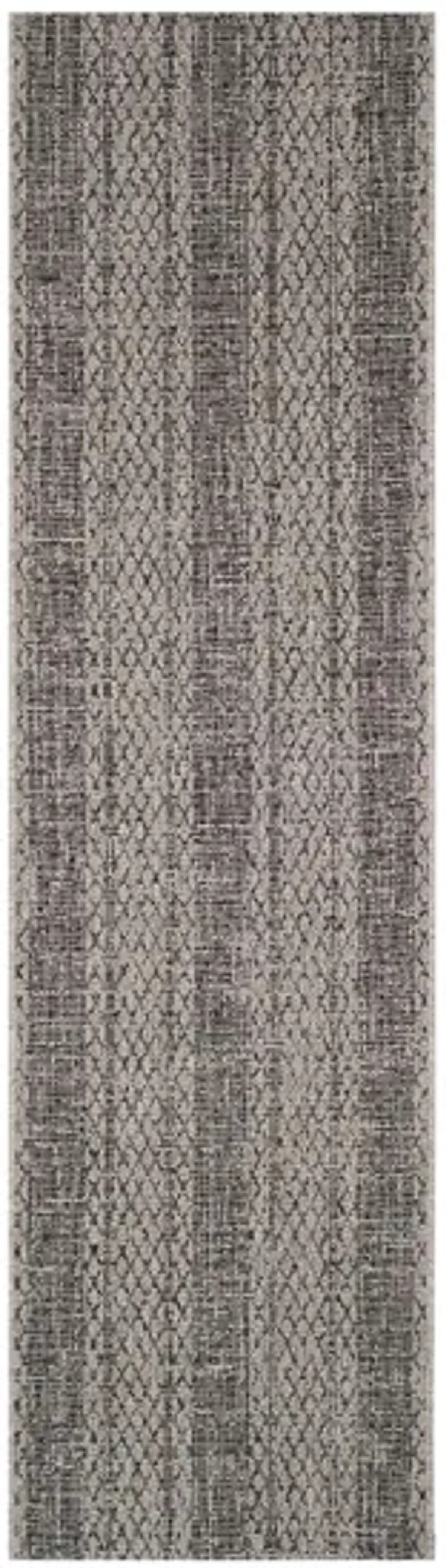 Courtyard Weave Indoor/Outdoor Runner Rug in Light Gray & Black by Safavieh