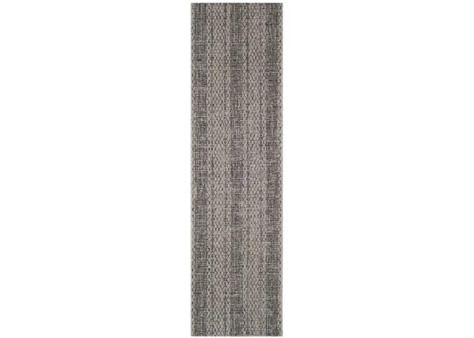 Courtyard Weave Indoor/Outdoor Runner Rug in Light Gray & Black by Safavieh