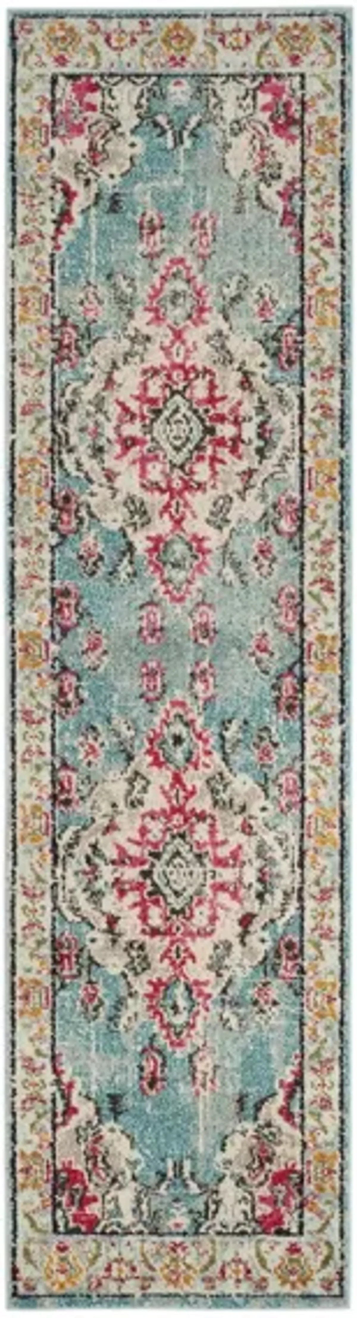 Monaco Runner Rug in Light Blue/Fuchsia by Safavieh