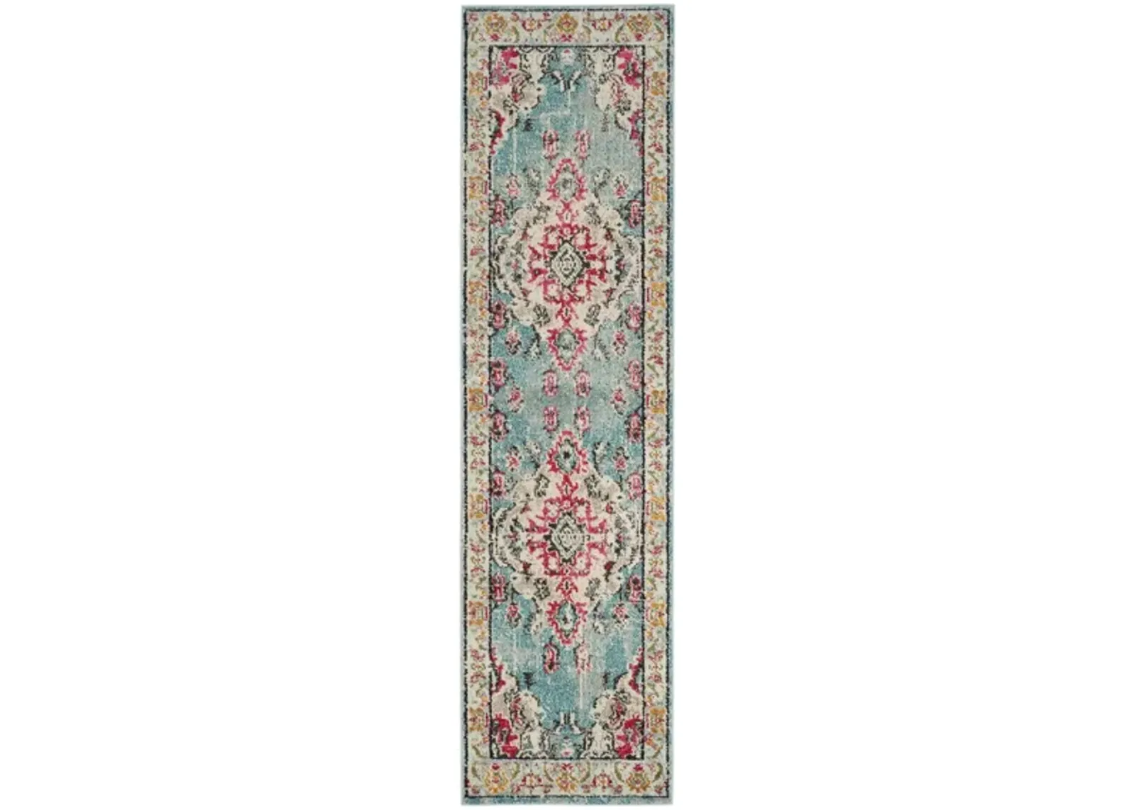 Monaco Runner Rug in Light Blue/Fuchsia by Safavieh