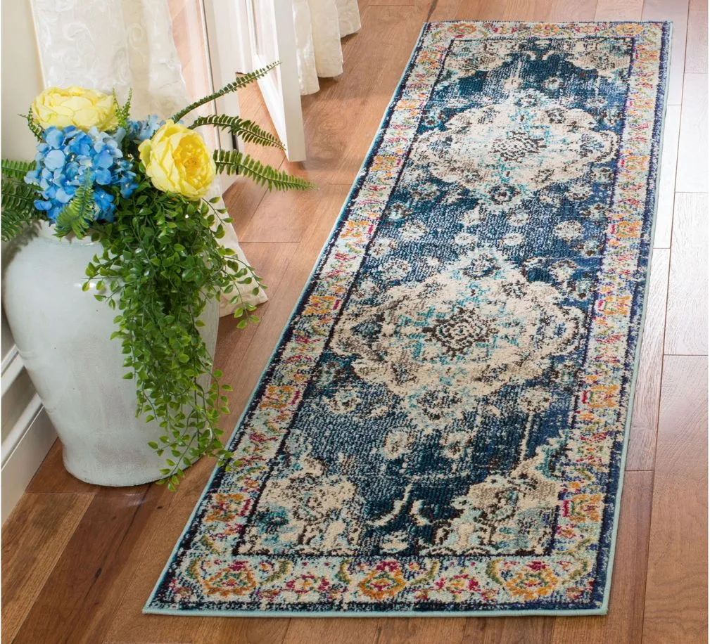 Monaco Runner Rug in Navy/Light Blue by Safavieh