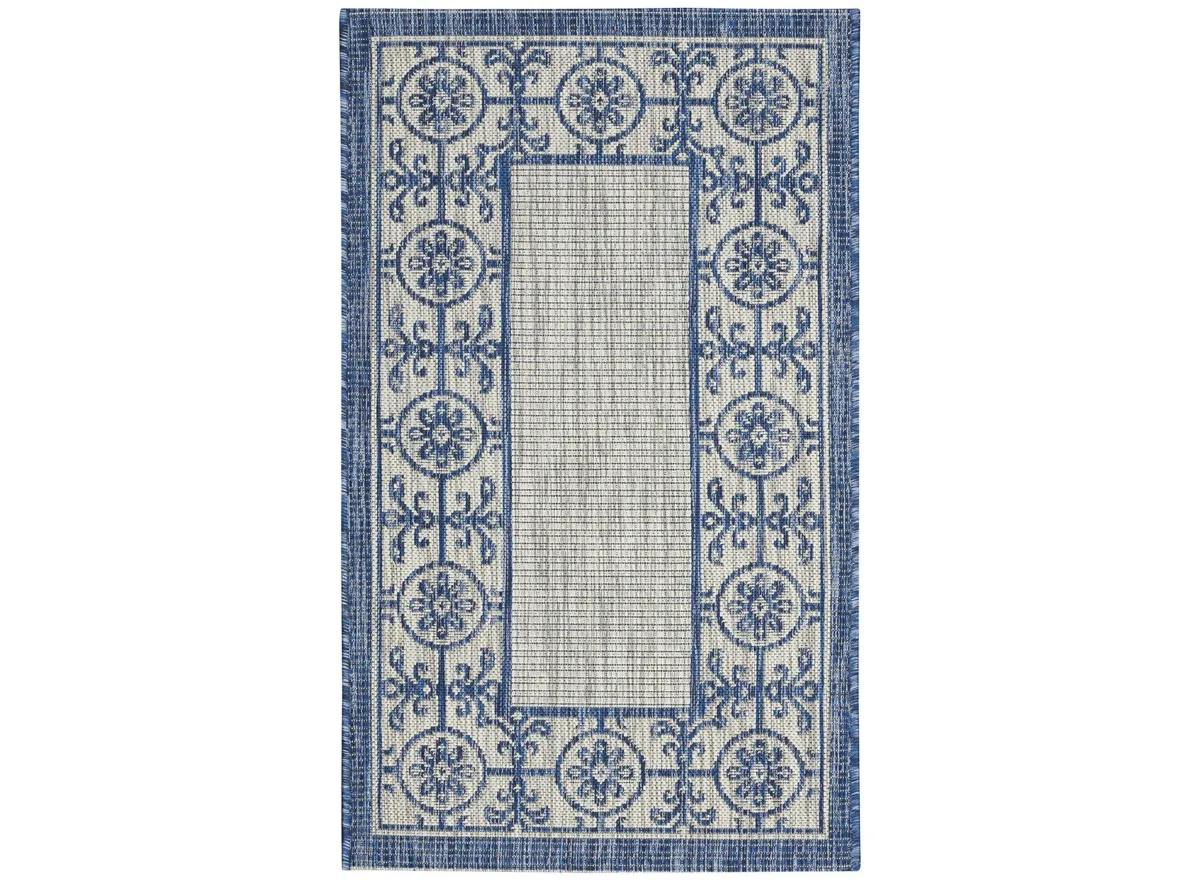 Country Side Indoor/Outdoor Area Rug in Ivory Blue by Nourison