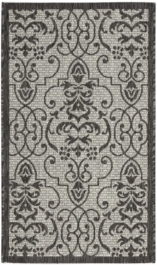 Country Side Indoor/Outdoor Area Rug in Ivory/Charcoal by Nourison