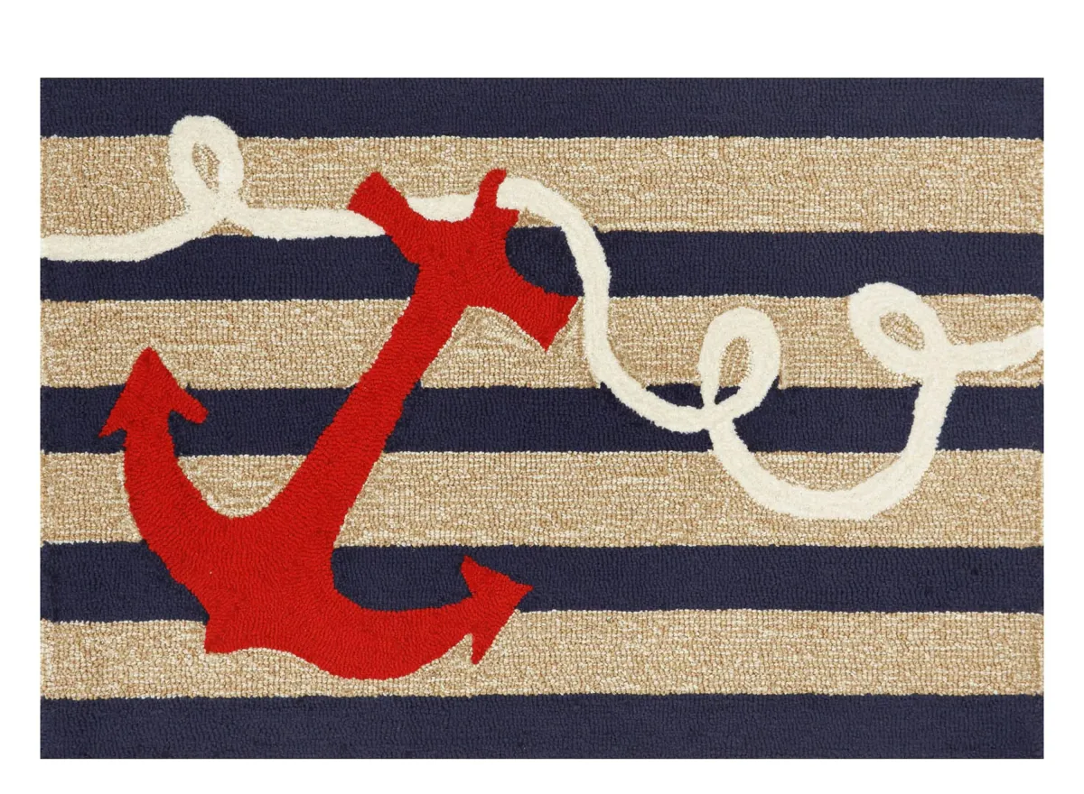 Frontporch Anchor Indoor/Outdoor Rug in Navy by Trans-Ocean Import Co Inc