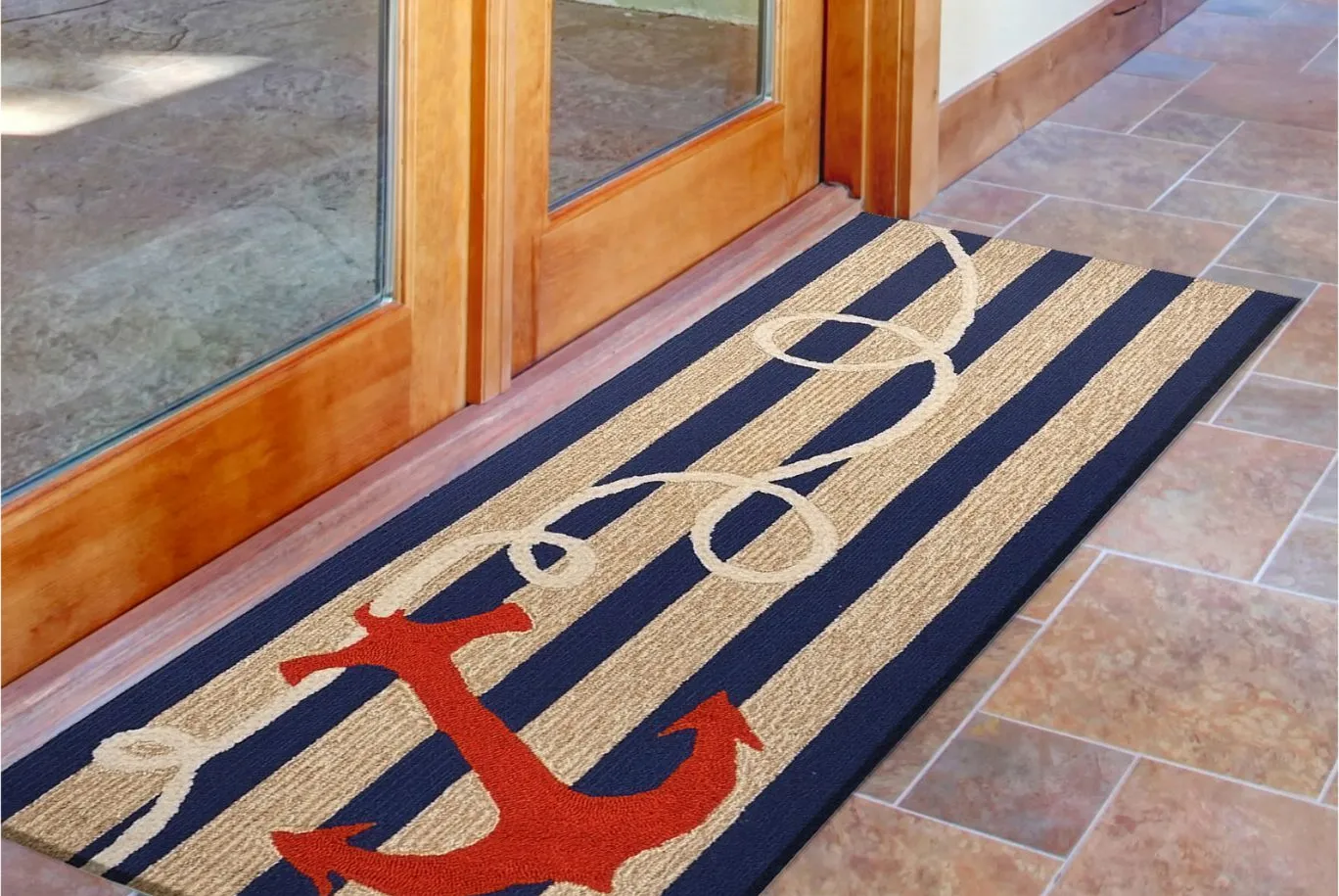 Frontporch Anchor Indoor/Outdoor Rug in Navy by Trans-Ocean Import Co Inc