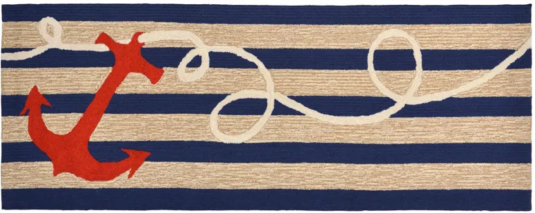 Frontporch Anchor Indoor/Outdoor Rug in Navy by Trans-Ocean Import Co Inc