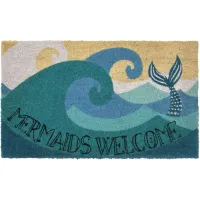 Liora Manne Natura Mermaids Welcome Outdoor Mat in Aqua by Trans-Ocean Import Co Inc