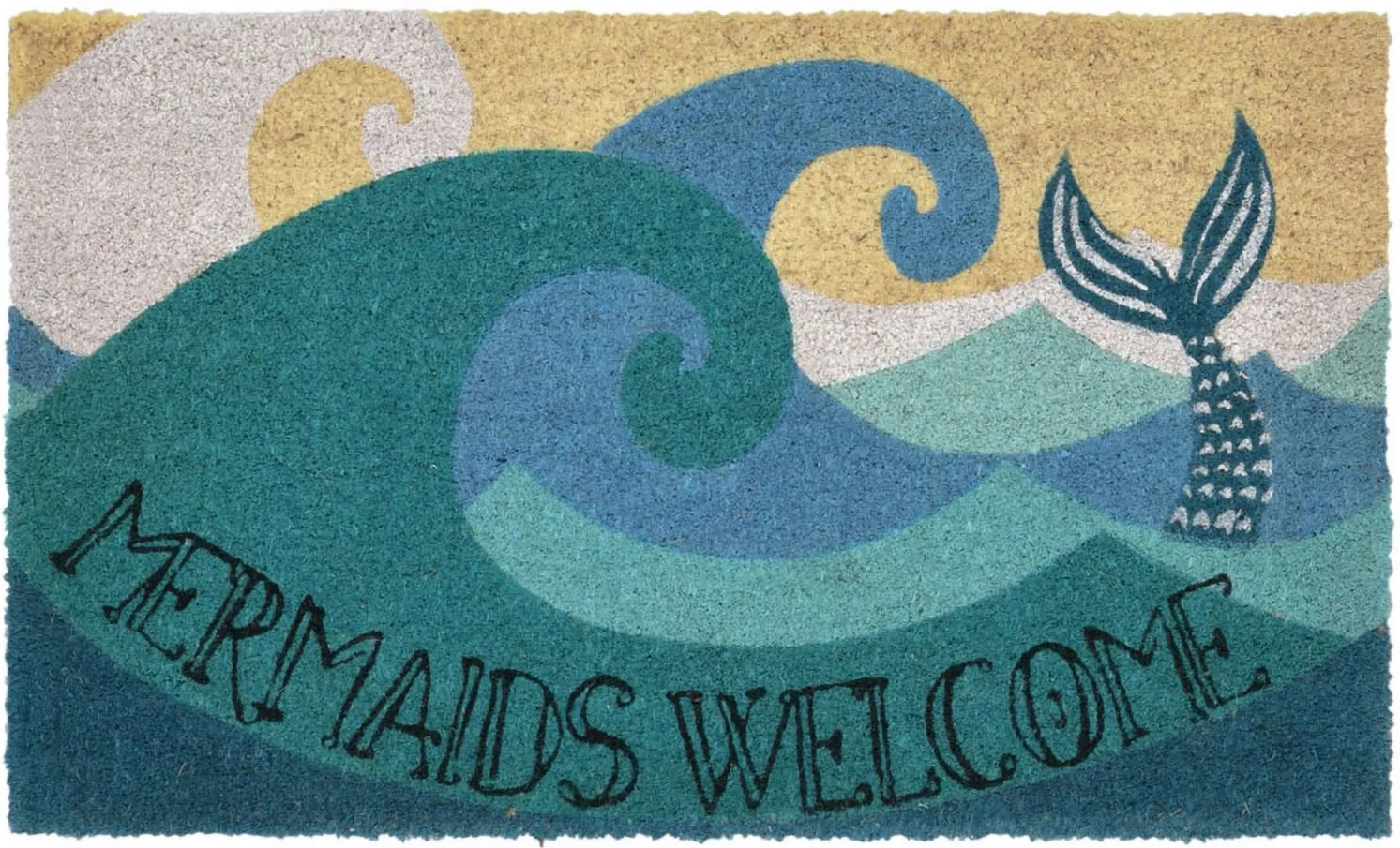 Liora Manne Natura Mermaids Welcome Outdoor Mat in Aqua by Trans-Ocean Import Co Inc