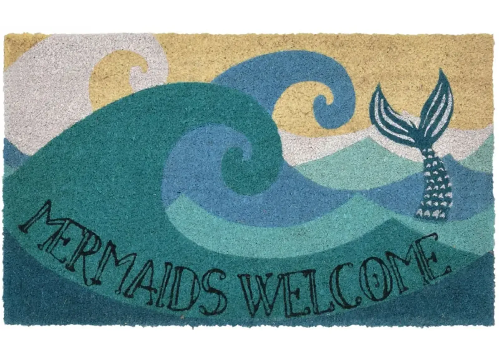 Liora Manne Natura Mermaids Welcome Outdoor Mat in Aqua by Trans-Ocean Import Co Inc