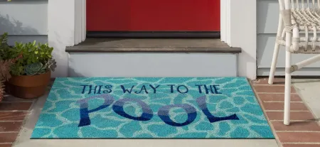Liora Manne Natura This Way To The Pool Outdoor Mat in Blue by Trans-Ocean Import Co Inc