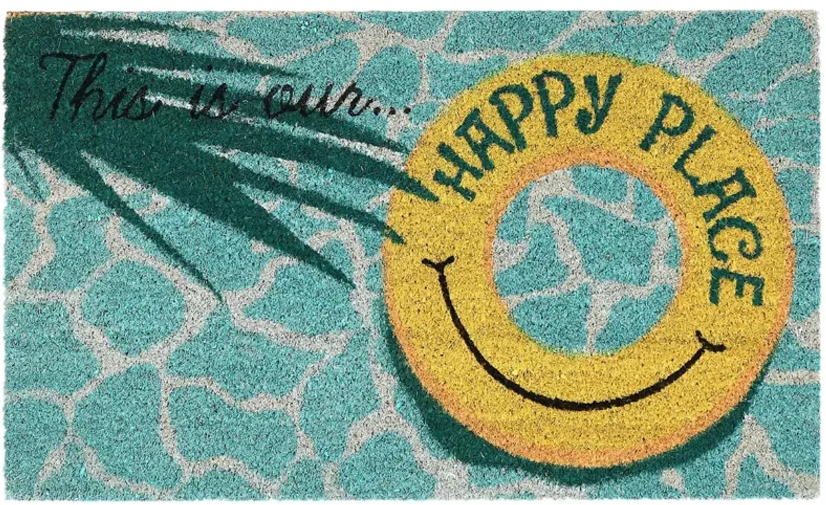 Liora Manne Natura This Is Our Happy Place Outdoor Mat in Aqua by Trans-Ocean Import Co Inc