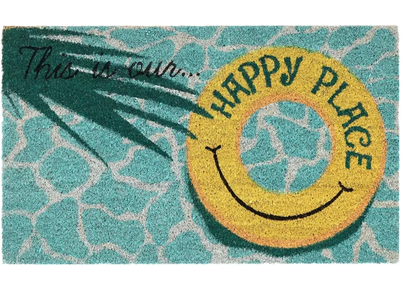 Liora Manne Natura This Is Our Happy Place Outdoor Mat in Aqua by Trans-Ocean Import Co Inc