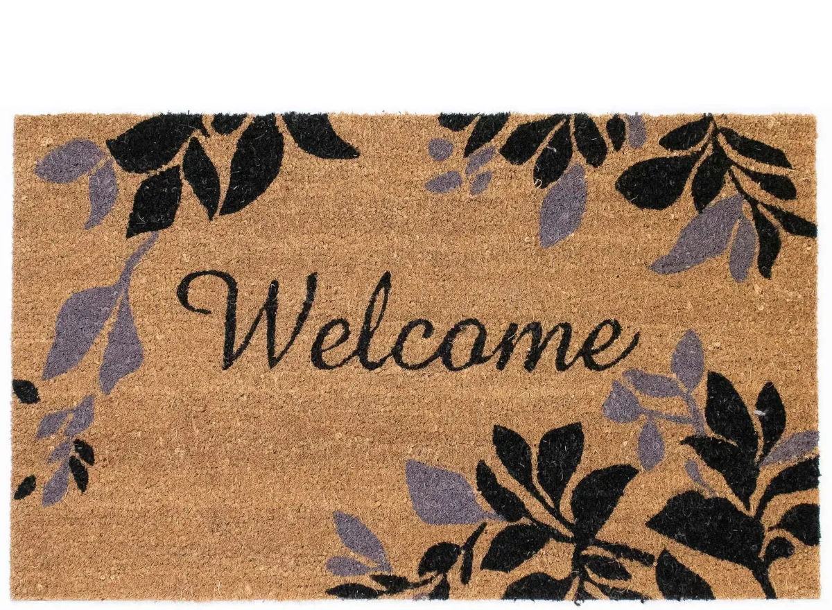 Liora Manne Natura Leaves Border Outdoor Mat in Black by Trans-Ocean Import Co Inc