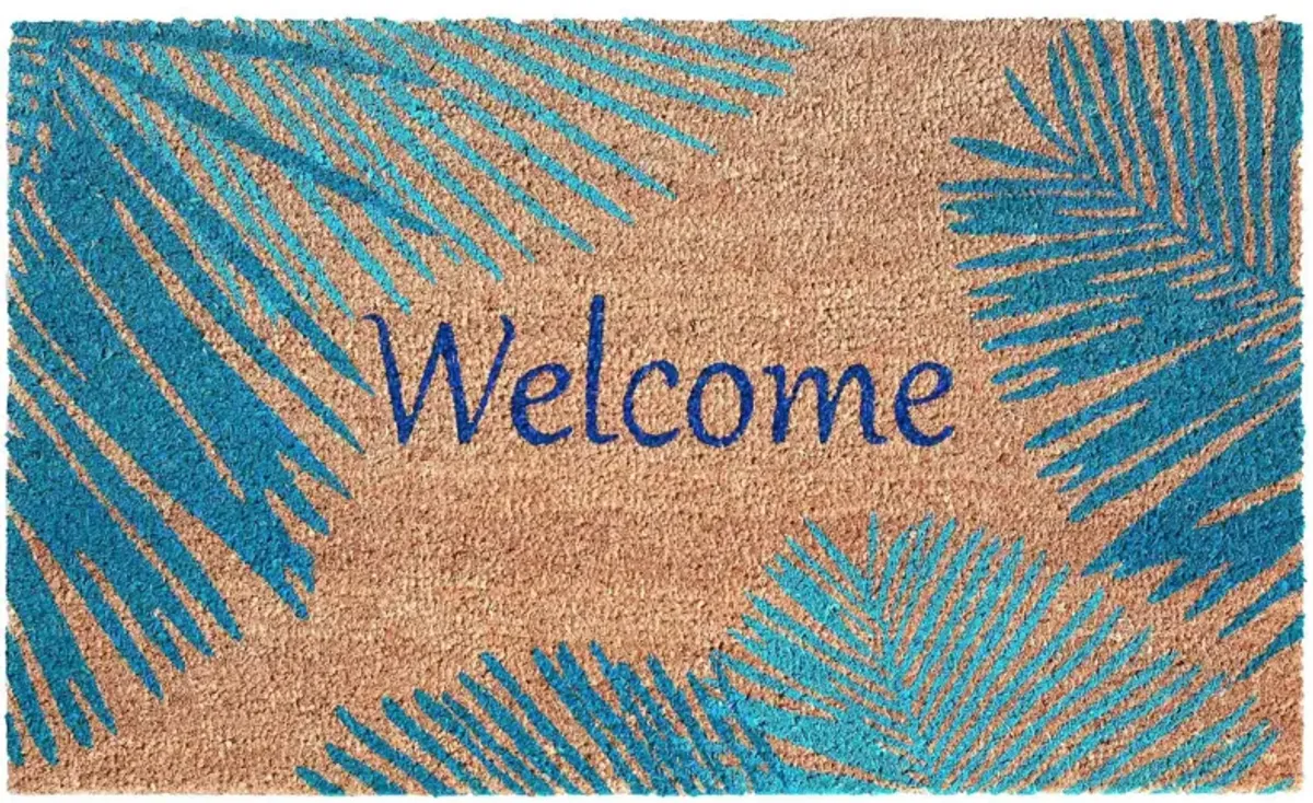 Liora Manne Natura Palm Border Outdoor Mat in Blue by Trans-Ocean Import Co Inc